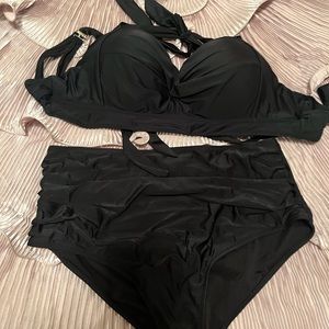 Two piece high waisted, retro style bikini set